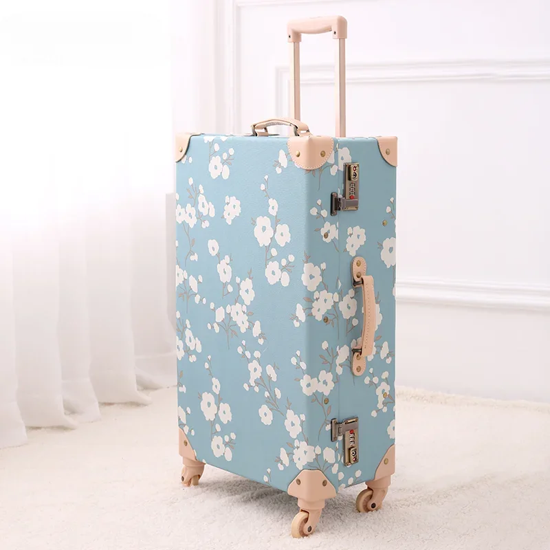 Travel Suitcase on Wheels rolling luggage fashion woman suitcase set Retro password Carry on Trolley Luggage valise cabine