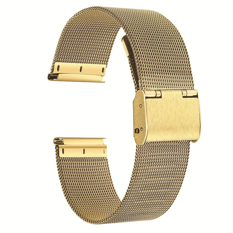 10mm 12mm 14mm 16mm 18mm 20mm 22mm 24mm Stainless Steel Milanese Watch Strap Gold Metal Watch Band Universal Watch Bracelet