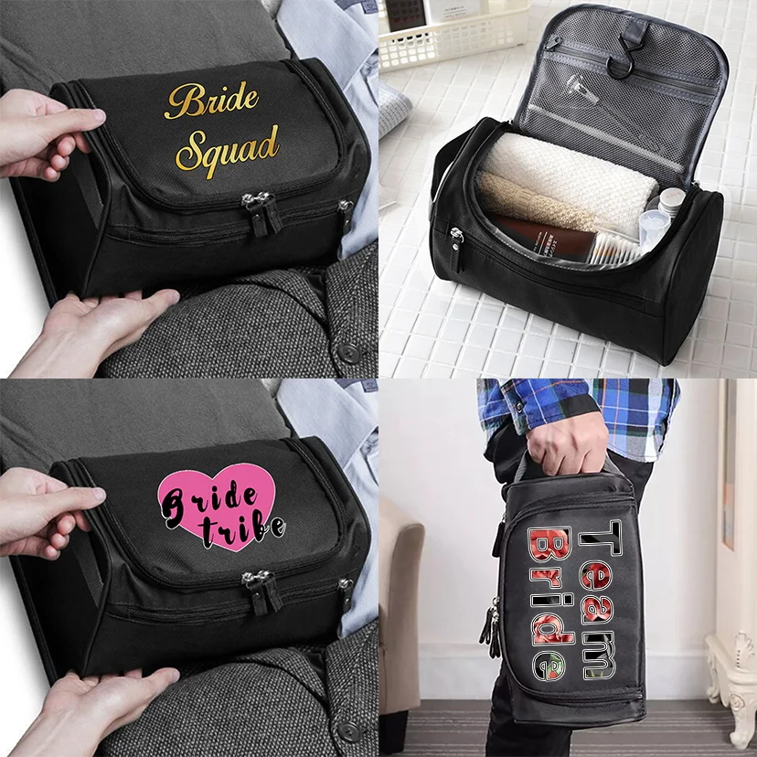 Men Cosmetic Organizer Bags Functional Hanging Zipper Makeup Case Storage Pouch Toiletry Bride Pattern Make Up Wash Bag