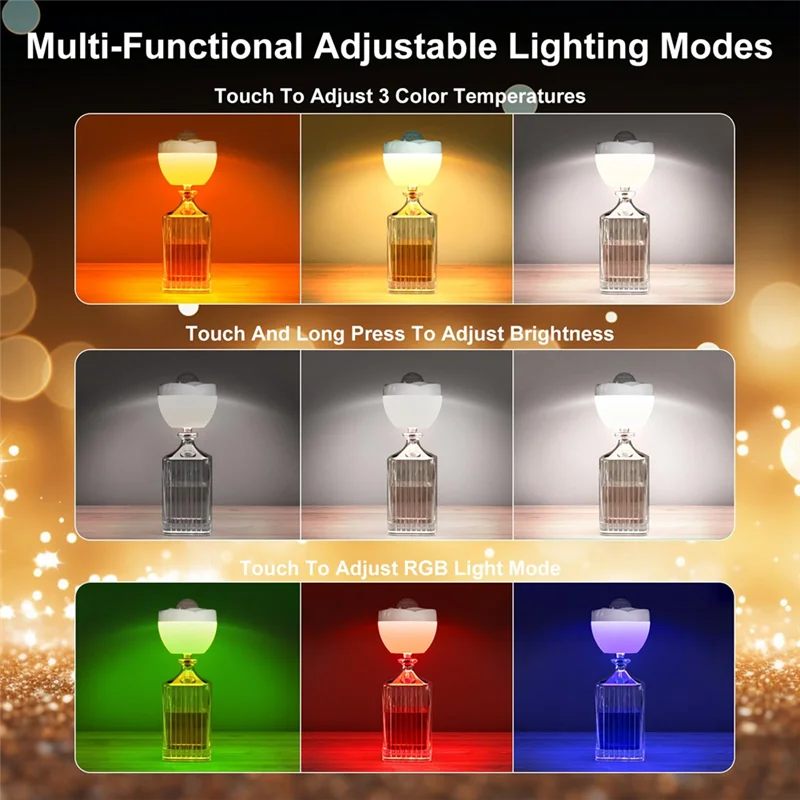 ABJY-Lampada per bottiglie wireless, luce per bottiglie a LED con funzione di proiezione, lampada per bottiglie di vino con 3 temperature di colore e luce RGB