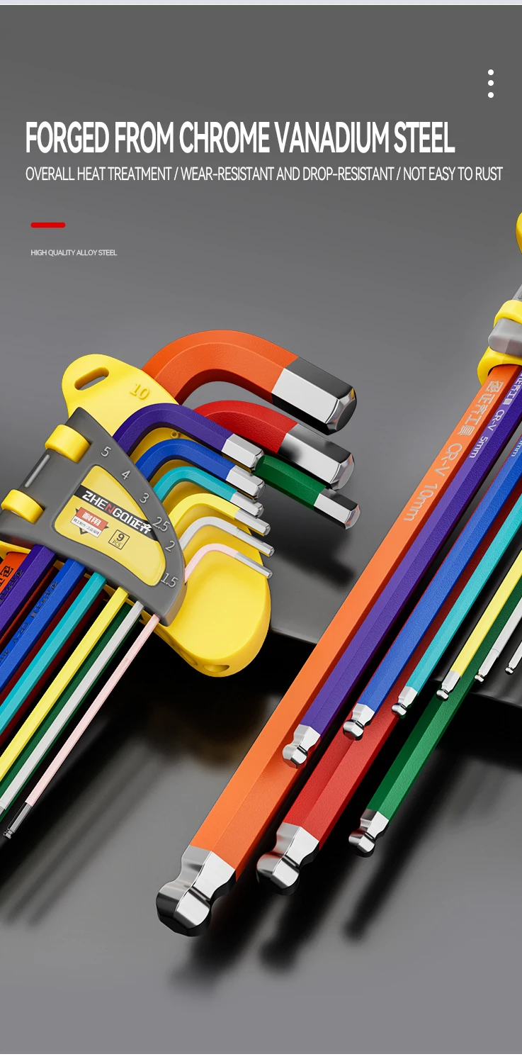 Innensechskantschlüssel-Set, L-Schraubenschlüssel-Set, geeignet für Zuhause und Arbeitsplatz, Sechskantschlüssel-Set, 1,5 mm bis 10 mm Sechskantschlüssel, manuelles Reparaturwerkzeug – Detail 4