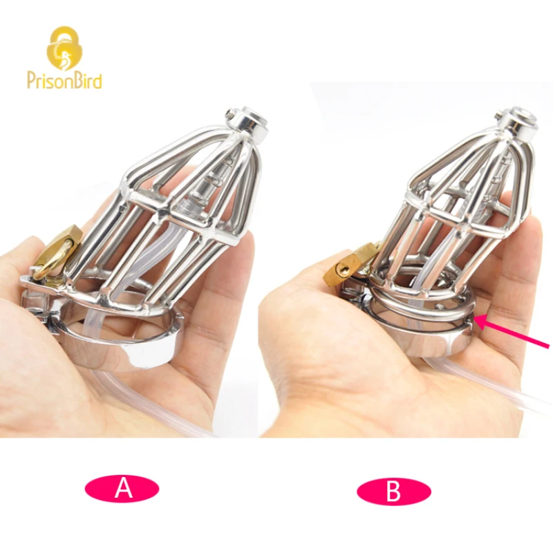 CHASTE BIRD New Male Metal Stainless Steel Chastity Device Cock Cage Penis Belt With Ring Adult Sex Toys BDSM A311