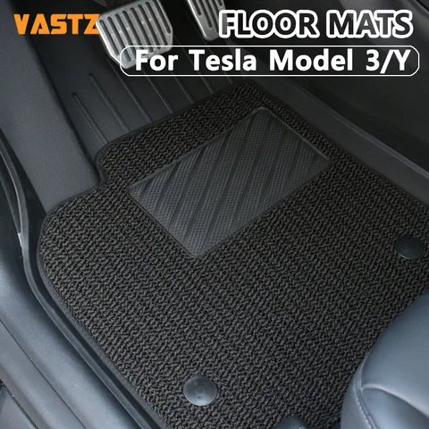 VASTZ Tesla Model Y 3 듀티 바닥 매트 왼쪽 방향타 LHD 라이너 전천후 미끄럼 방지 방수 5 시트 헤비 2021 ~ 2023