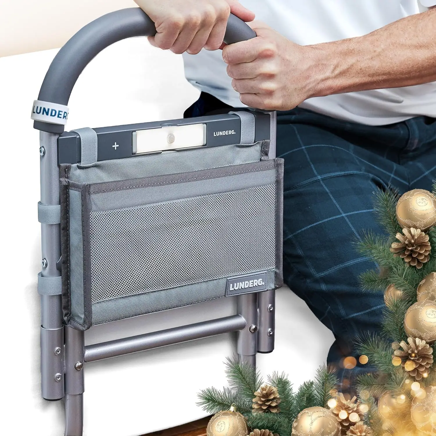 

Поручень для кровати с движением подсветкой и карманом для хранения — простая установка, безопасная поддержка для пожилых людей и послеопераций