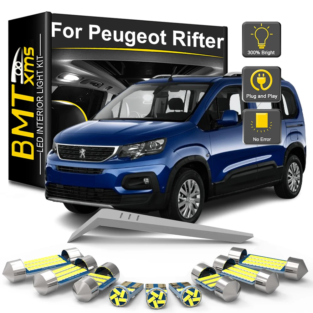 BMTxms 11Pcs LED Innen Glühbirne Kit Für Peugeot Rifter 2018 2019 2020 2021 Auto LED Lesen Dome