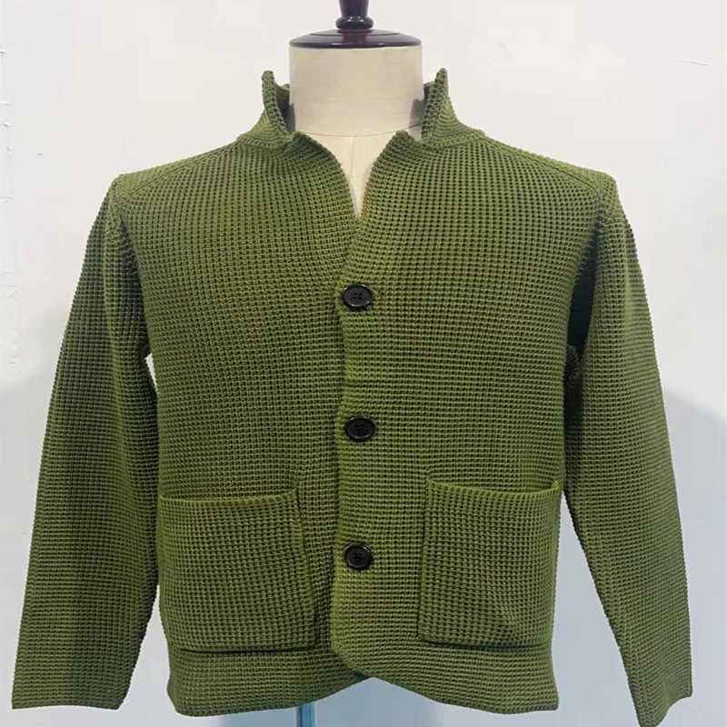 2023 autunno uomo maglione cappotti moda retrò Designe maglioni verde militare Cardigan lavorato a maglia europa America abbigliamento uomo