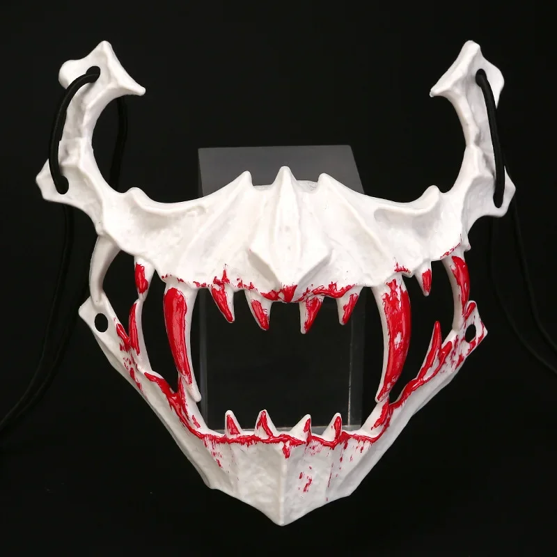 Maska Krwi Pół Twarzy Męska Smok Tygrys Wilk Maska Horror Boże Narodzenie Halloween Kostium Rekwizyty Zwierzę Szkielet Maska Impreza Cosplay Rekwizyt