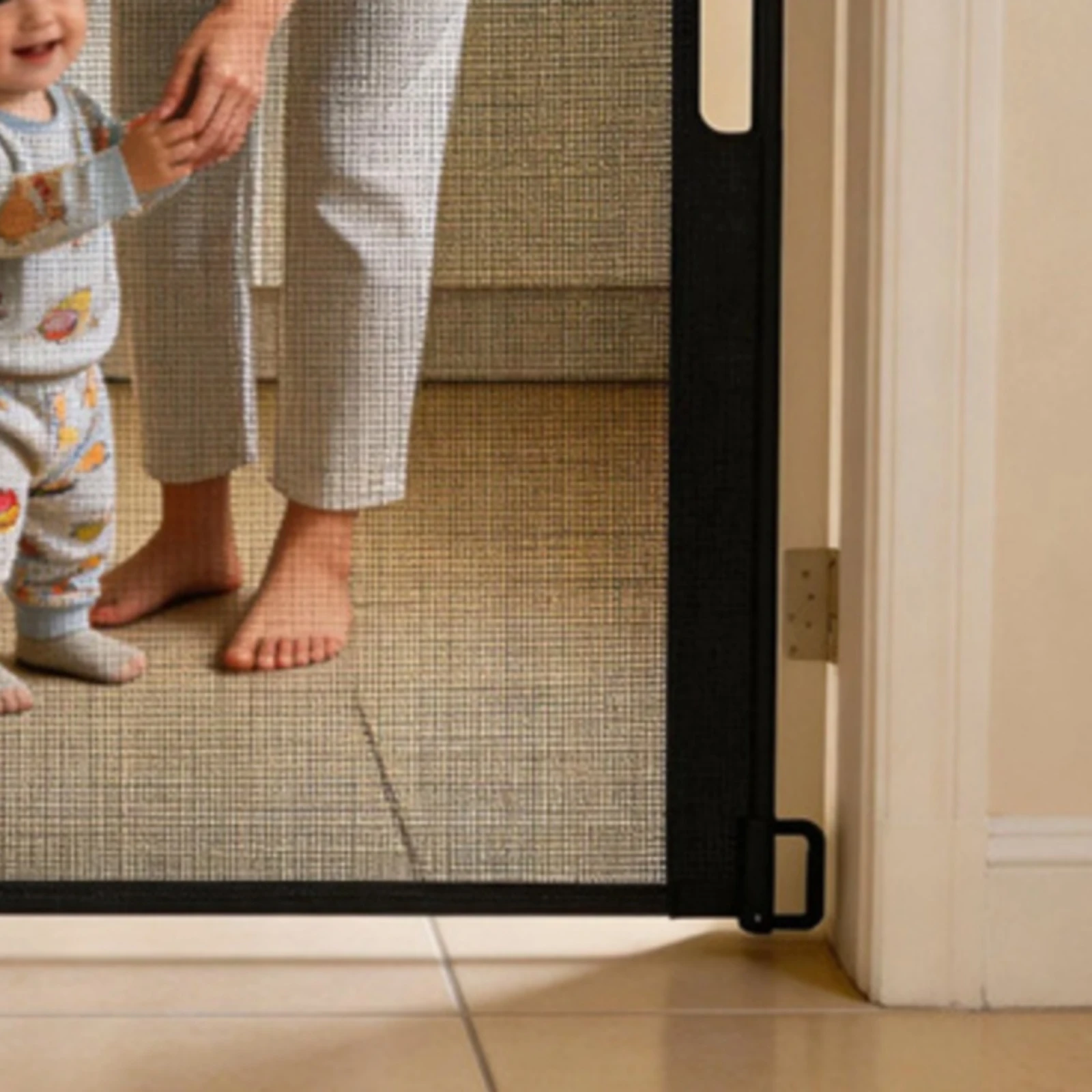 Retractable Mesh Gate Rigid Frame Retractable Safety Gate Indoor Safety Barrier Adjustable Width Easy Installation for Doorways