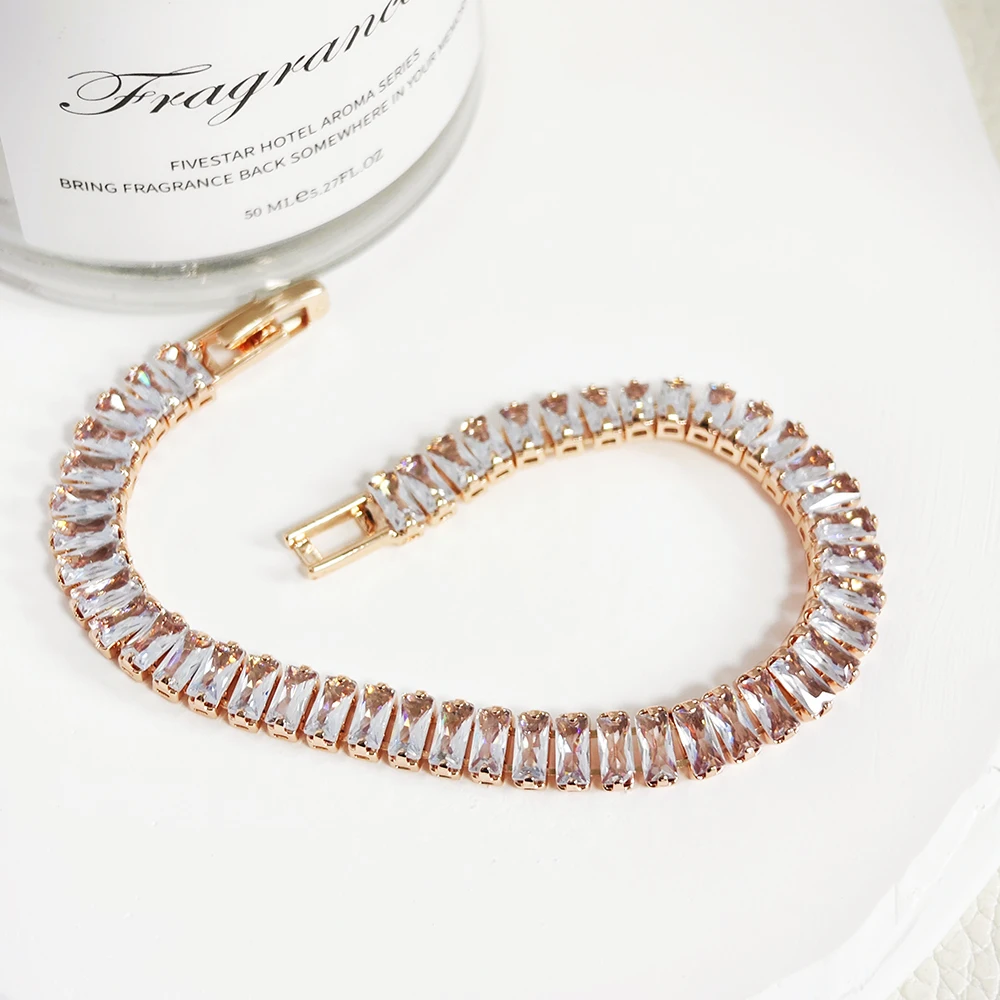 2024 جديد فاخر الأميرة قطع الأزرق ارتفع الذهب والفضة اللون على اليد سوار الإسورة للنساء عناصر مجانية هدية S5776