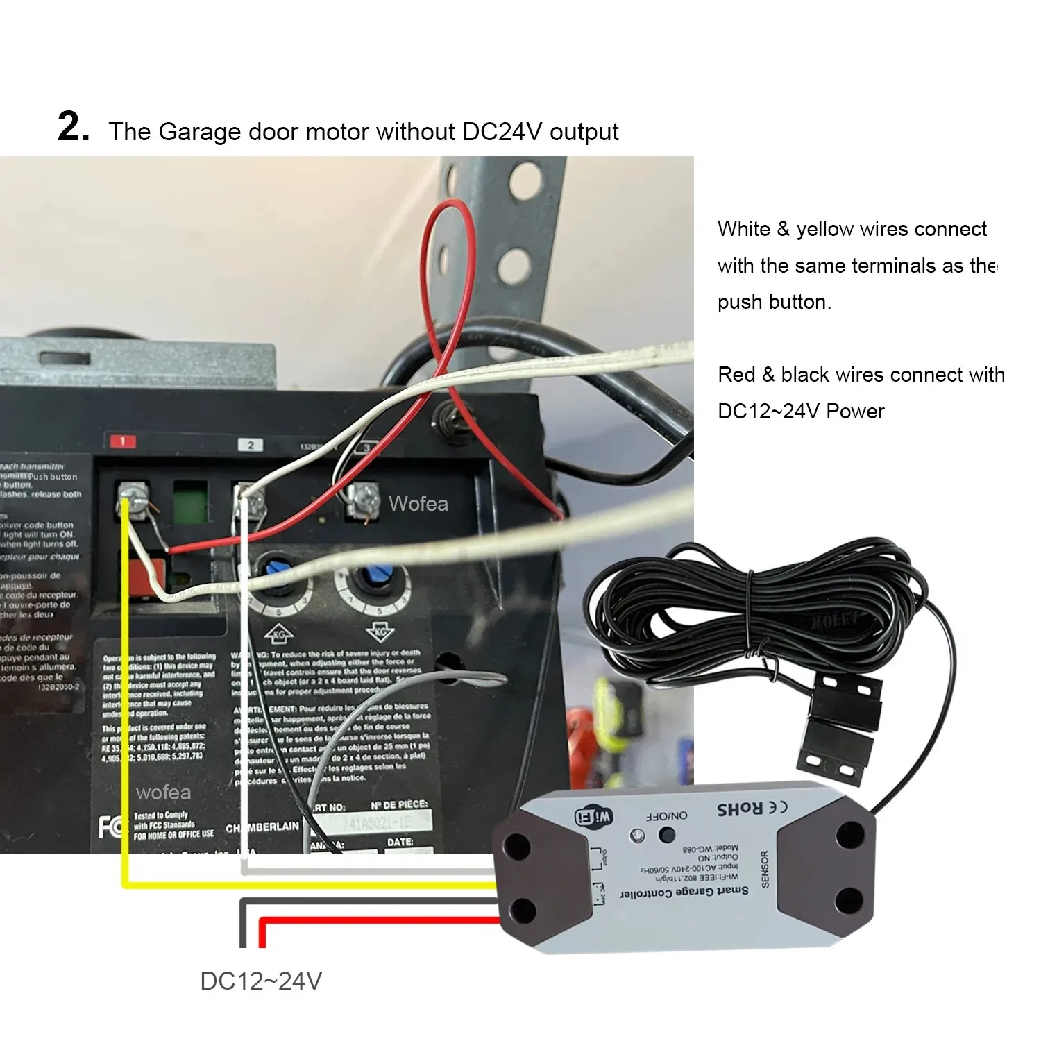 Tuya Smart WiFi Garage Door Opener Controller DC12 DC24V Wrok with Alexa and Google Home 2.4G APP NO Need Gateway