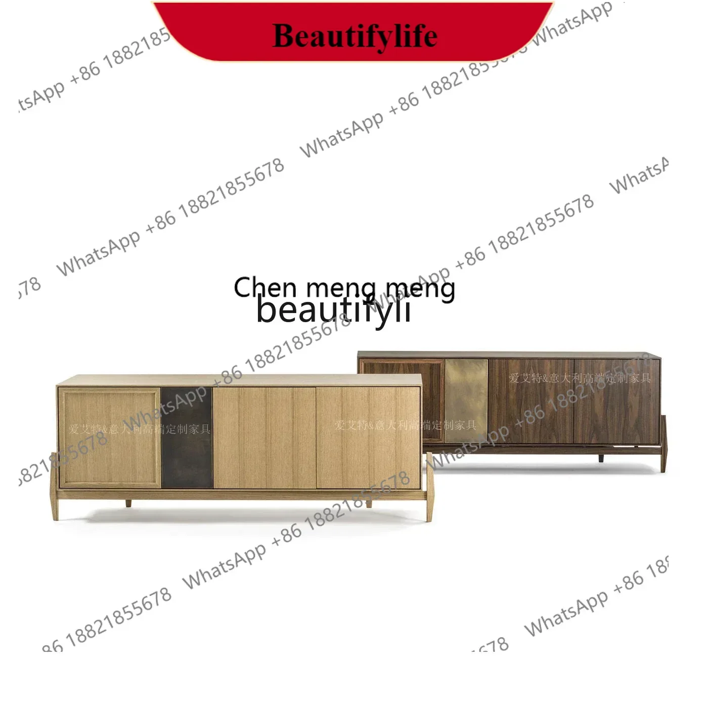 

G153 S Nordic solid wood dining side cabinet walnut new Chinese tea cabinet homestay decoration cabinet