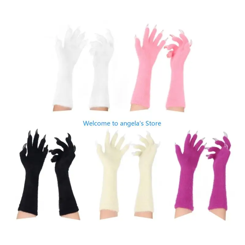 X4YC Realistic Animal Claw Gloves For Halloween Costume With Long Nails Premium Nylon Glove Practical Flexible Design