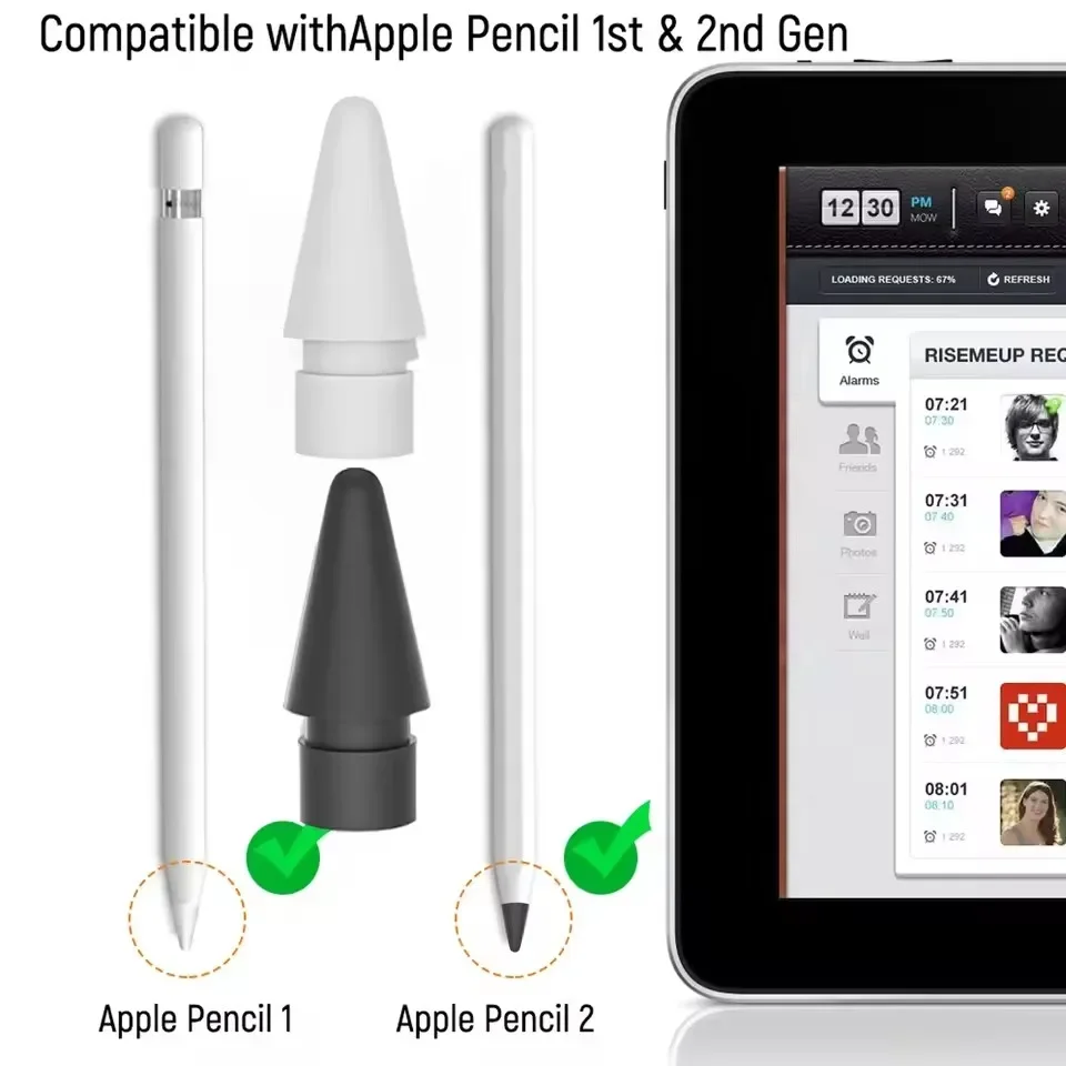 2H رؤوس مقاومة للاهتراء لقلم Apple 1st/2nd/USB-C/Pro طرف بديل لقلم iPad Pro 1/2 Stylus Precision Fine Nib