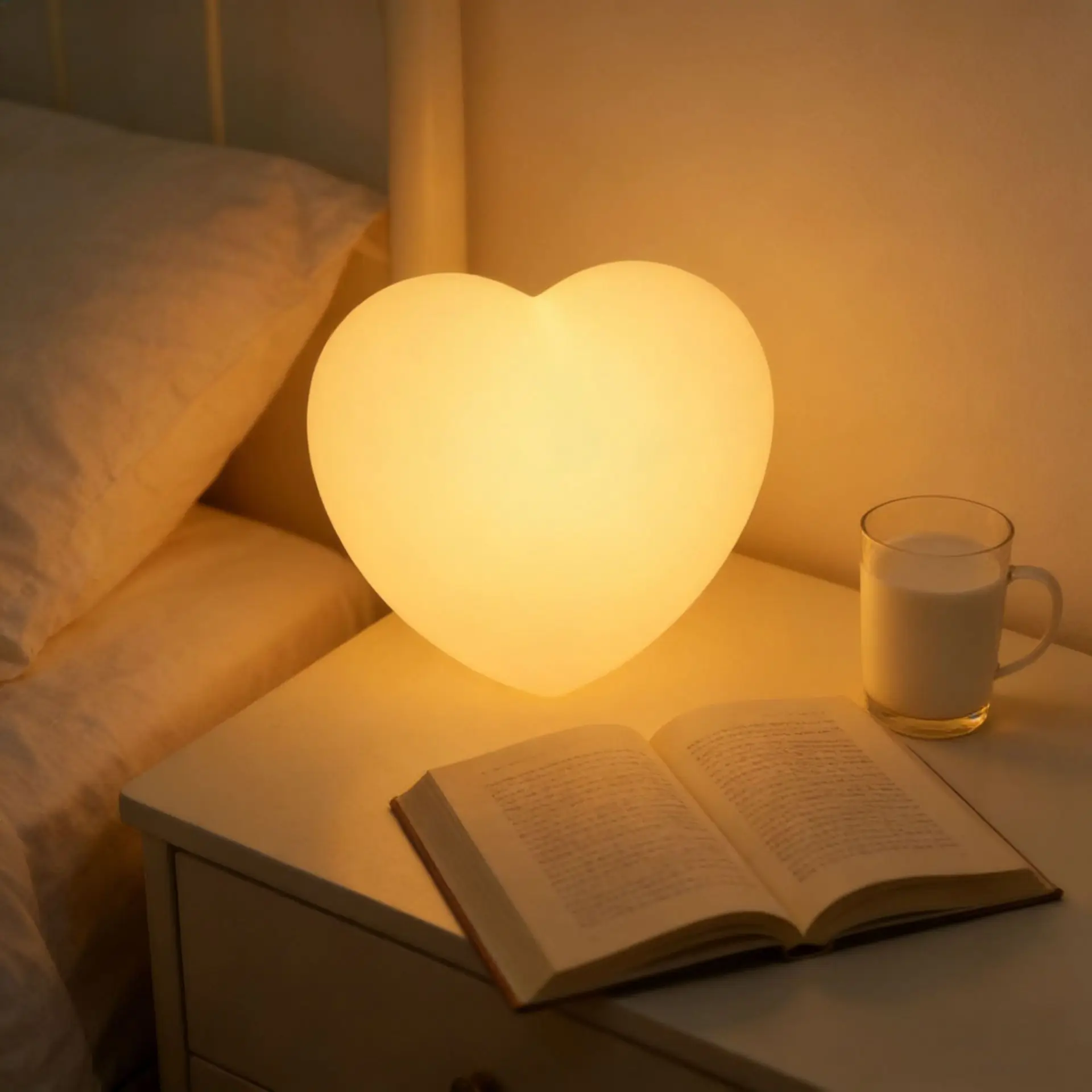

Heart Table Lamp, Rechargeable 7-Color Night Light, Love Shaped Desk Lamp for Bedroom Living Room Decor Gift