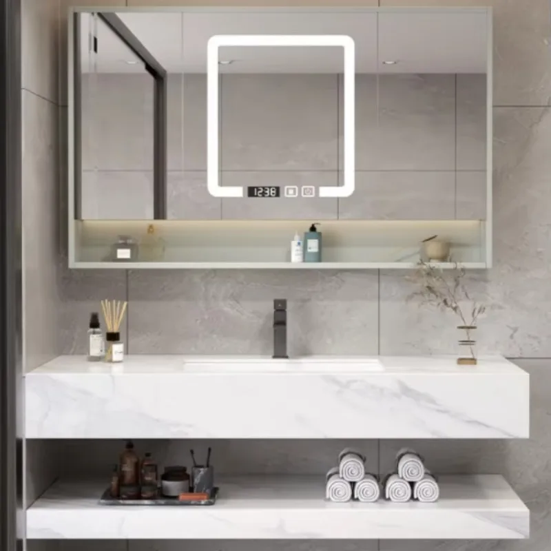 

Hotel's latest double stone basin sintered stone countertop bathroom sink vanity