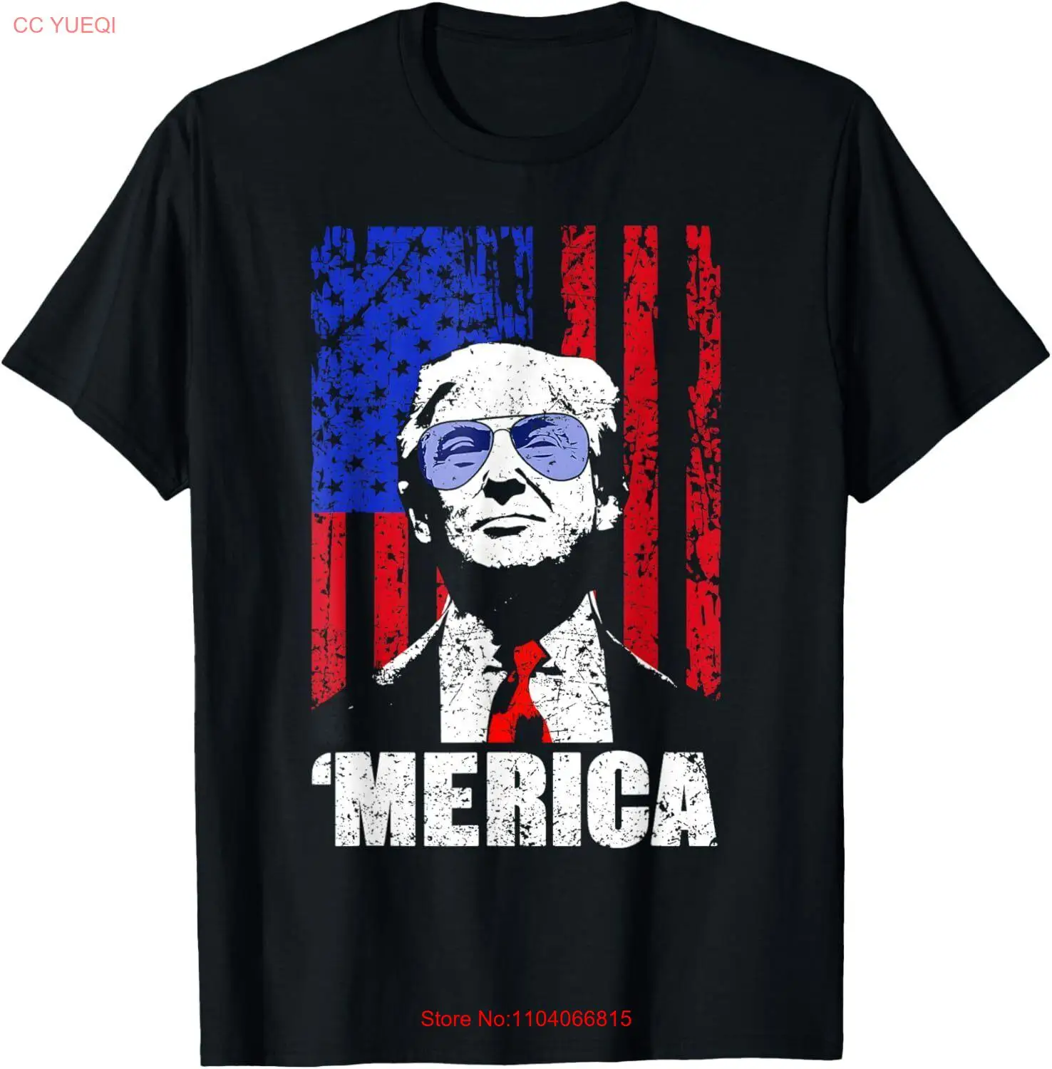 'MERICA TRUMP Happy 4th Of July Trump American Flag Gifts T-Shirt Small, Black