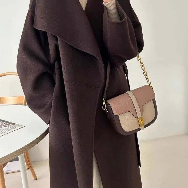 Small Niche Saddle Casual High-End Armpit Bag, New Top Layer Cowhide Single Shoulder Crossbody Bag