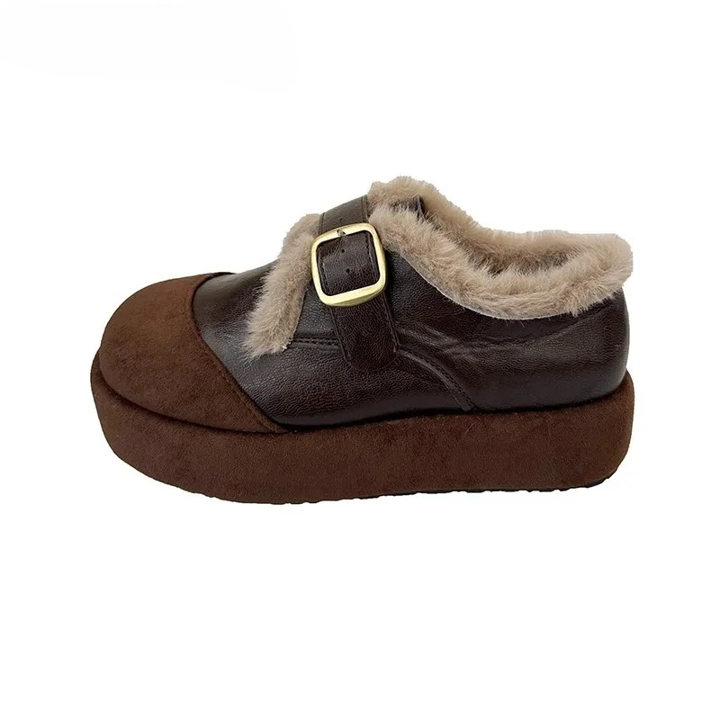 الدافئة القطن النساء منصة الشقق متعطل موجزة فستان الحفلات أحذية الخريف الشتاء السيدات الراحة الانزلاق على أحذية مبطنة بالصوف
