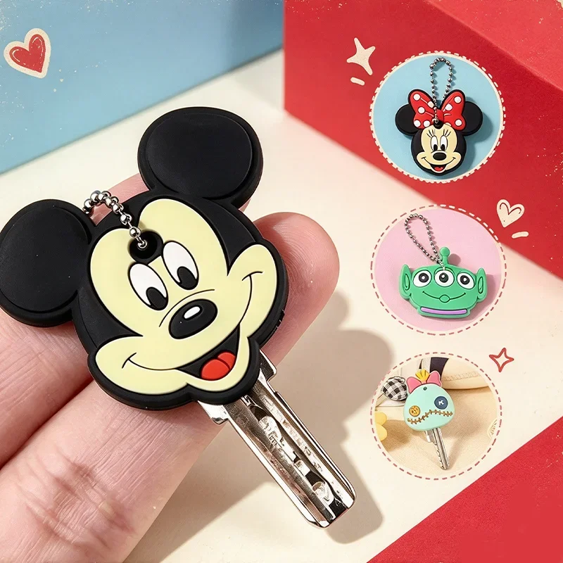 Disney Mickey Minnie Alien Stitch key chain,key protective covers, funny key  covers，Couple keychains, backpack pendants