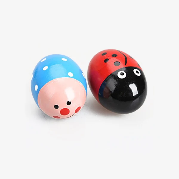 5 個木製ベビーシェーカーシェーカーベビーシェーカー打楽器音楽木製マラカスキッズランダムカラー 6.8X4.5Cm 木