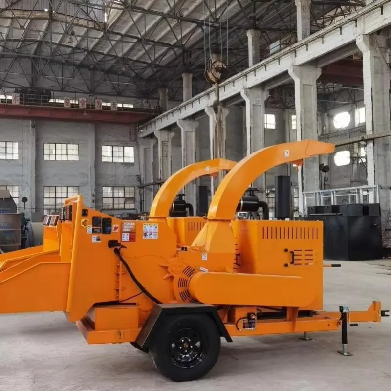 

Mobile Towable Wood Chipper Machine Feeding Port Automatic Feed Rollers Land Clearing Equipment