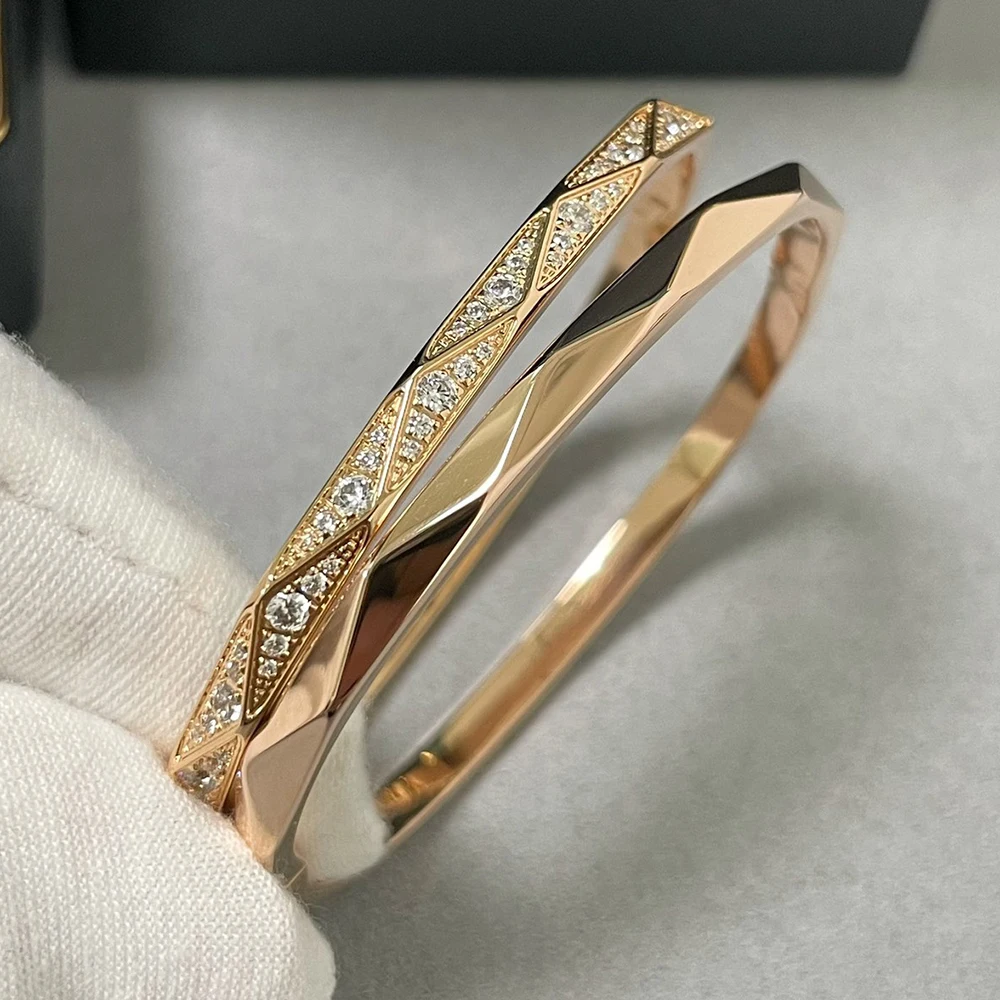 

Luxury Angular Bracelet for Women 17CM S925 Silver Plated Rose Gold Find Jewelry Party Gift