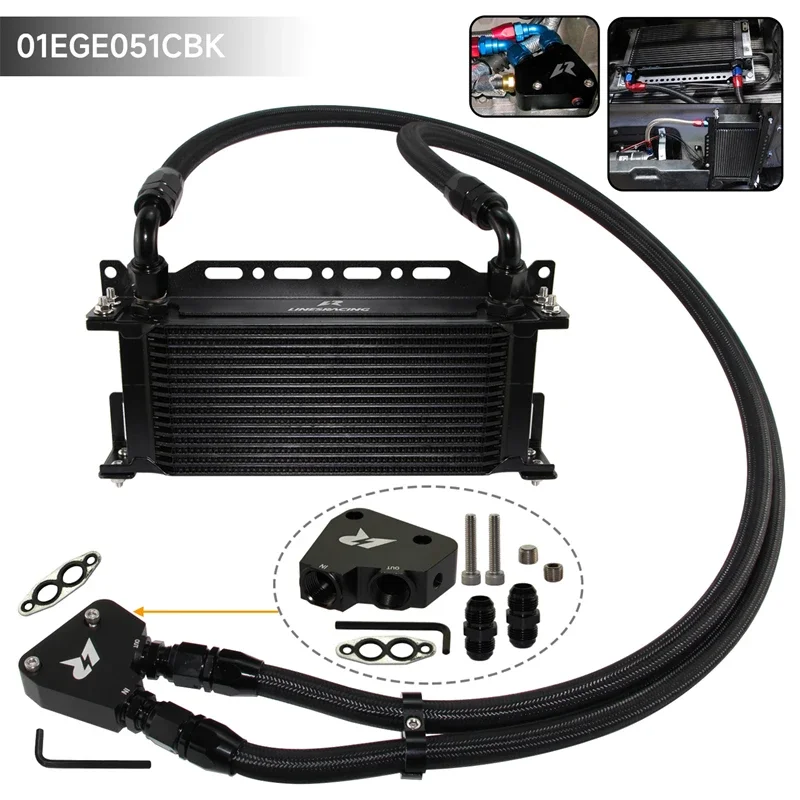 15/16 Row Engine Oil Cooler w/ Bracket Kit AN10 For GM Chevrolet Corvette Camaro C5 C6 LS1 LS2 1997-2019 LS3 4.8L  Black