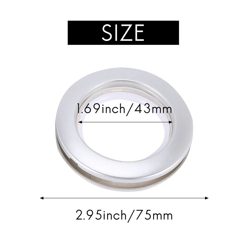 50 Pack Curtain Grommet, Inner Diameter 43Mm Curtain Eyelet Rings Nanoscale Low Noise Roman Ring (Silver)