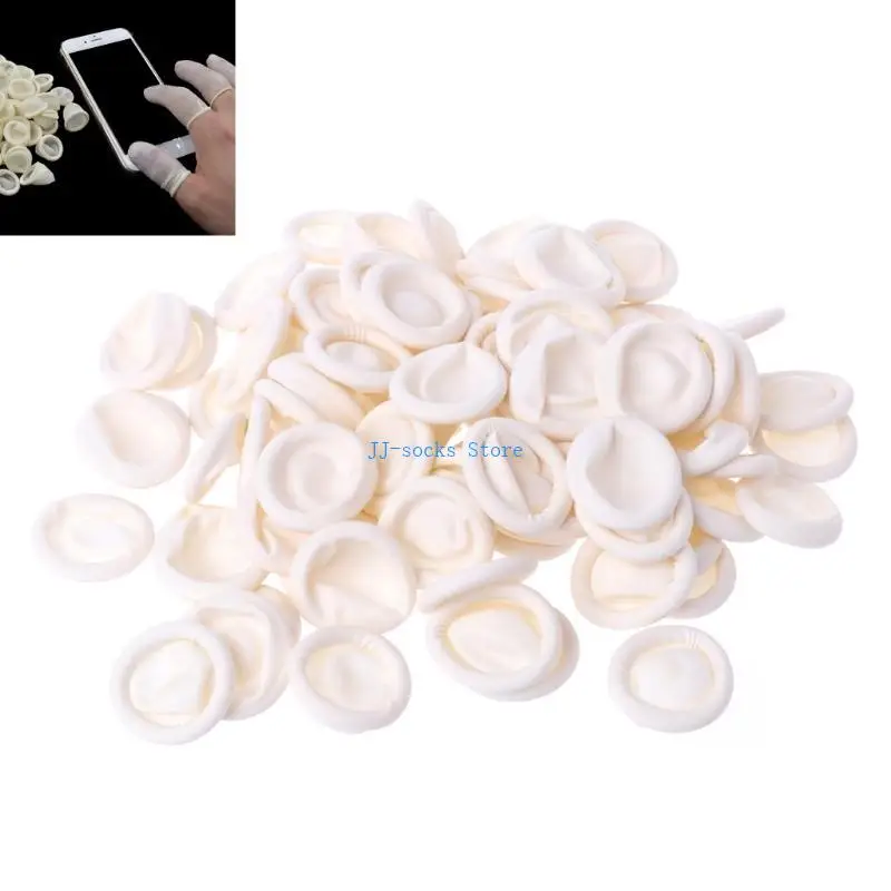 

37JB Rubber Finger Gloves, Non-slip Natural Latex Disposable Gloves,Finger Protector, Non-toxic, 100 Pieces