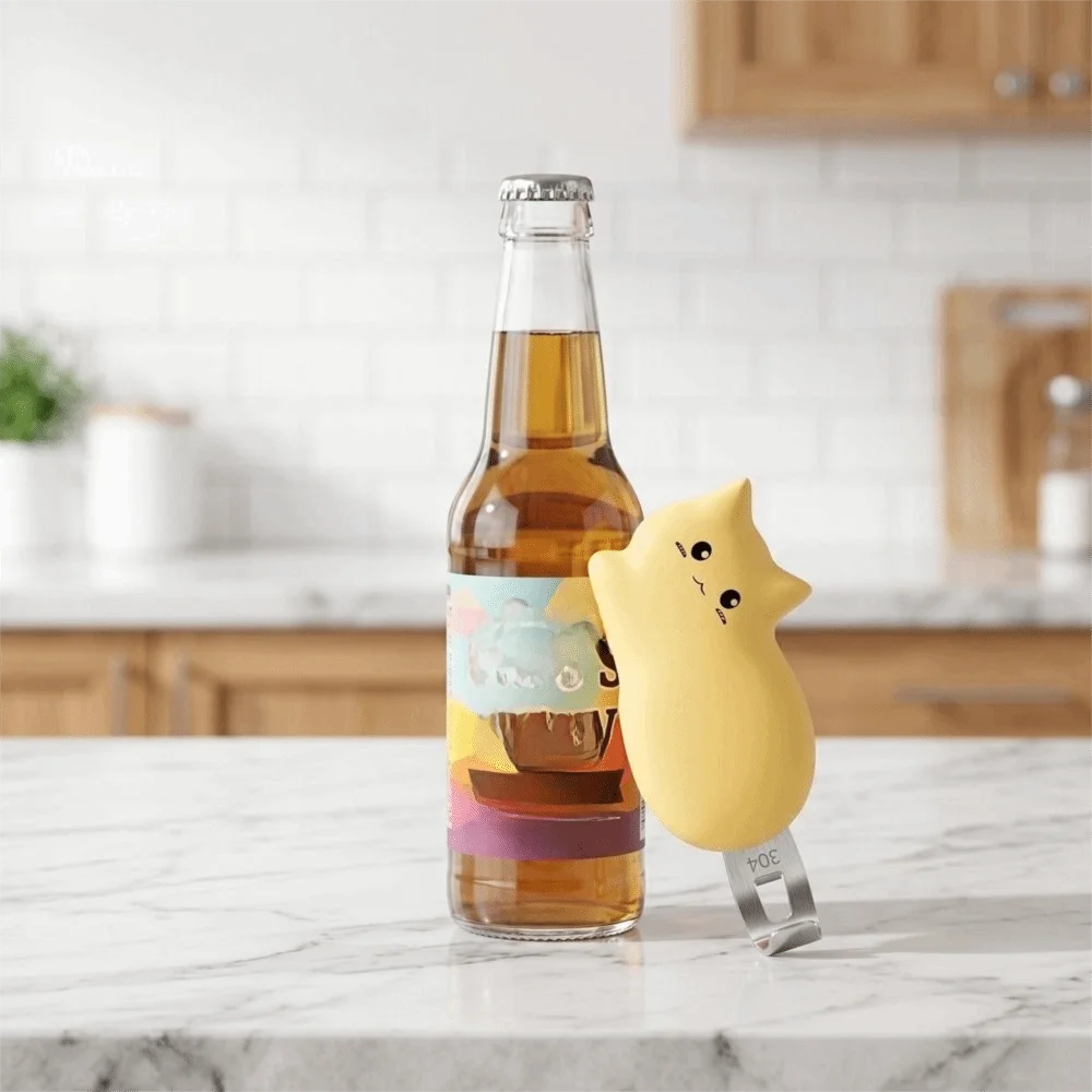 Cartoon Cat Magnetic Bottle Opener Stainless Steel Portable Freeze-Dried Powder Opener Rust-Proof Mini Bottle Opener