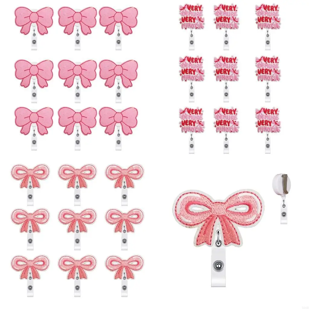 

Colorful Staff Badges Clip 9Pieces Polyester Bowknot Designs Long Time Use Y08E