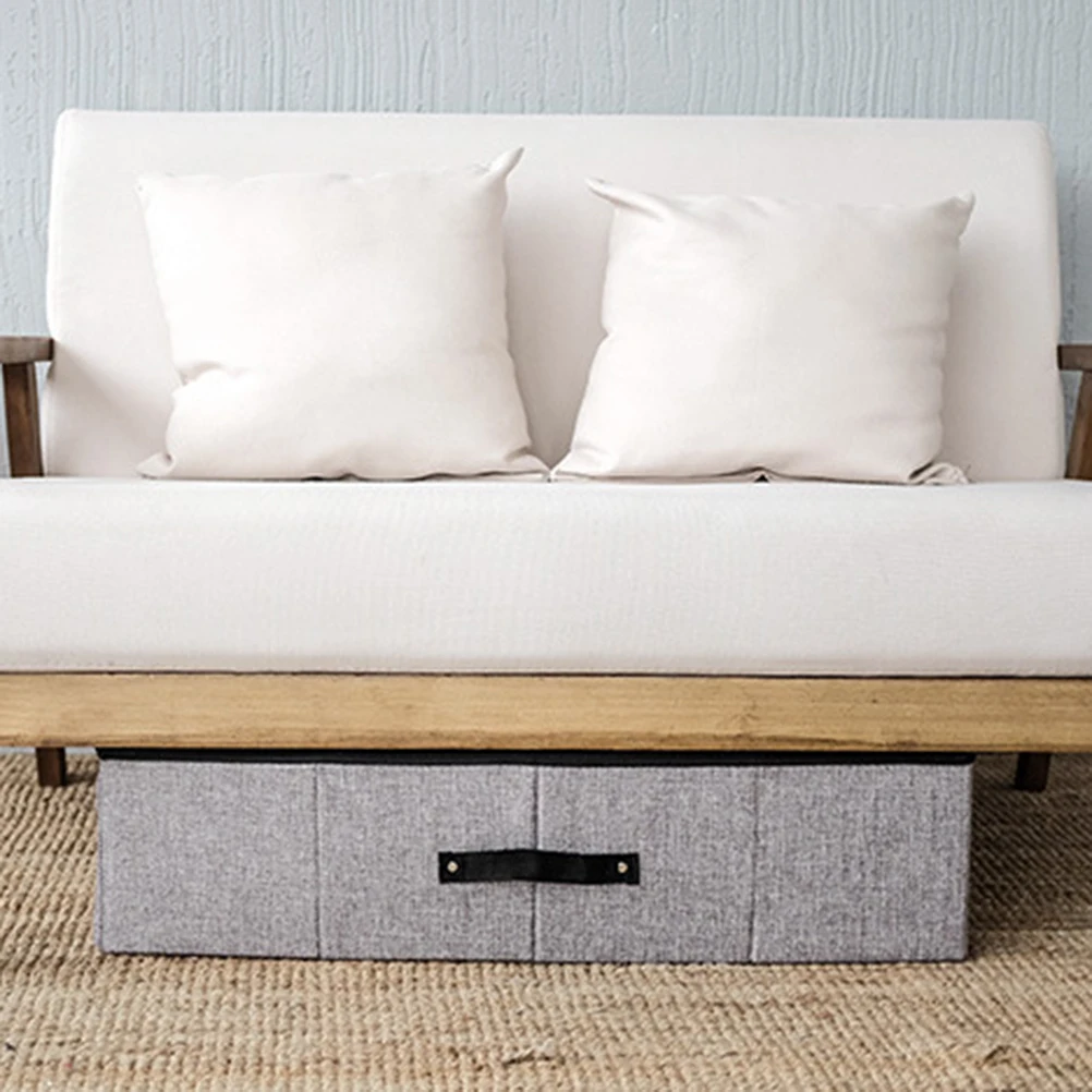 

Foldable Under Bed Storage Box Cotton Linen Fabric Lidded Clothing Organizer Stackable Container Holds Clothes Linen Foldable