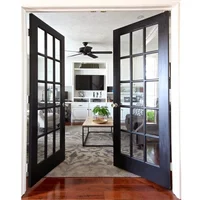 Applicable To Entrance Aluminum Frame Tempered Glass French Door Modern Design French Double Doors Durable Security Front Doors 3