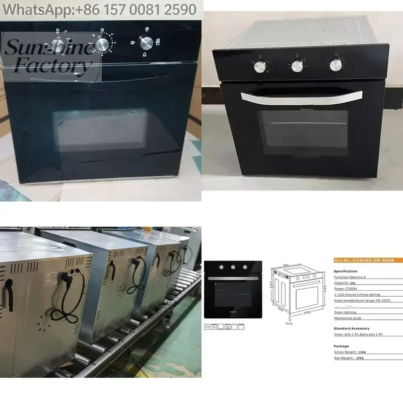 Electric Built-in Convection Toaster Oven 60L Digital Control Metal Housing for Baking Bread and Pizza with Bake Tray