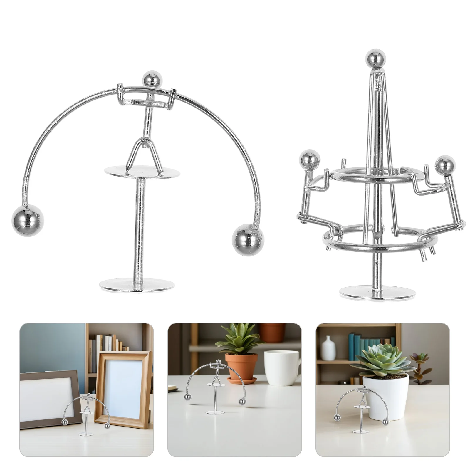 

2pcs Iron Weightlifter Desk Mini Balance Sculpture Perpetual Motion Physics For Office Decor Family Bonding Educational Game