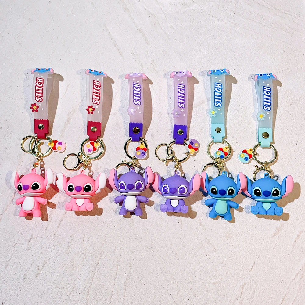 Disney Lilo & Stitch Keychain Cartoon Figure Coffee Candy Stitch Silicone Pendant Keyring Car Key Holder Jewelry Accessories image 2