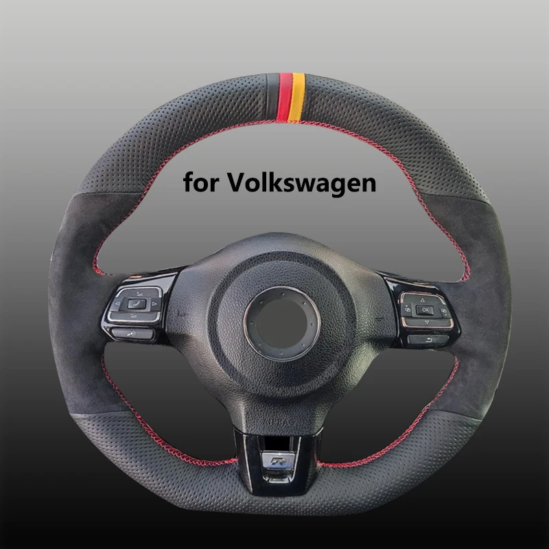 

Чехол на руль ручной работы из замши для VW Golf 6 GTI MK6 Polo GTI Scirocco R Passat CC R-Line 2010, аксессуар для интерьера автомобиля