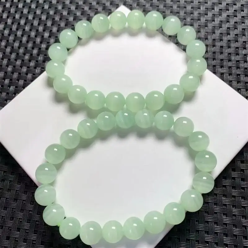 9.5MM Natural Green Lace Jade Bracelet Fashion Personalized Men Women Holiday Exquisite Christmas Gift 1PCS