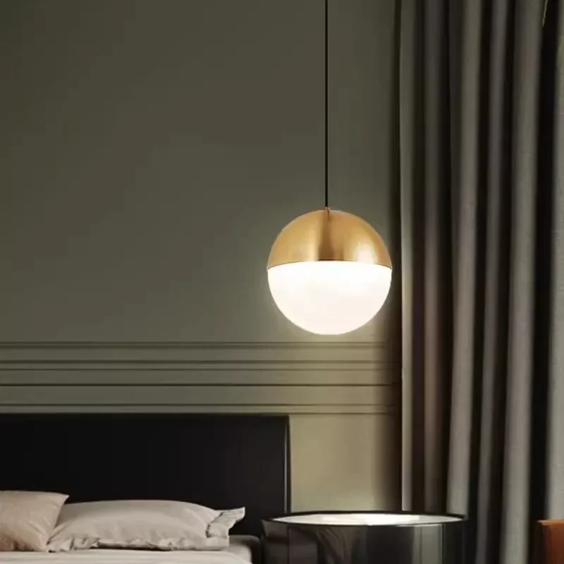 Nordic modern simple golden ball chandelier designer light luxury restaurant bar bedside window single