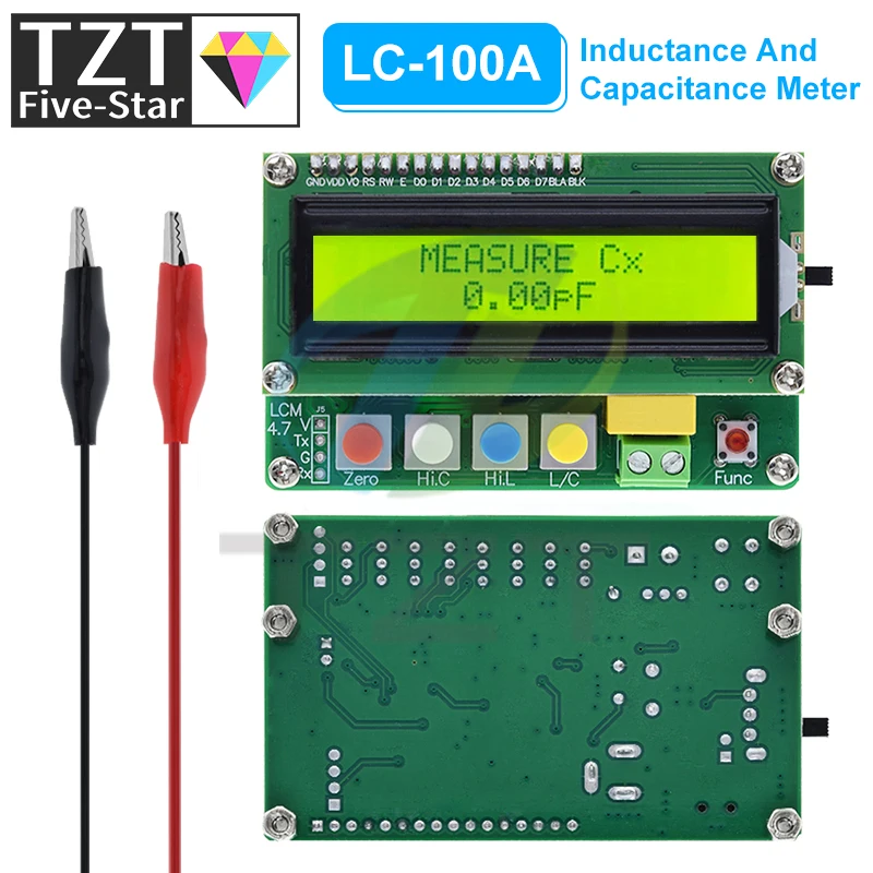LC-100A Digital LCD Capacitance Tester Module Inductance Table TESTER LC Meter Frequency 1pF-100mF 1uH-100H LC100-A + Test clip