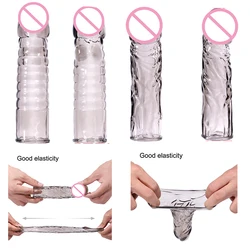 Penis Extender Cock Rings Delay Ejaculation Reusable Penis Condoms Dick Sleeve Silicone Glans Vagina Massager Sex Toys For Men