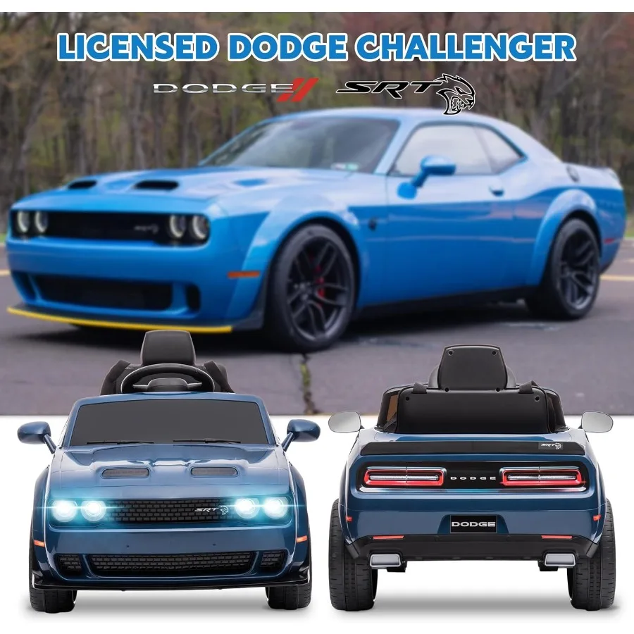 Auto elettrica con licenza Dodge Ride on Car 12V7Ah Veicolo elettrico alimentato a batteria Ride on Toys con telecomando 3 velocità LED H