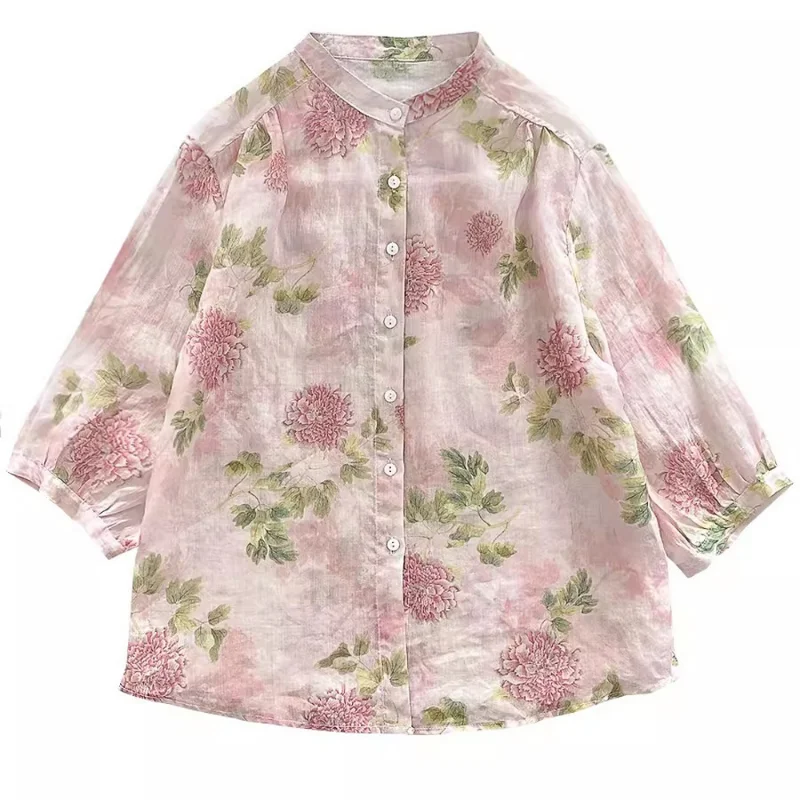 chemises et blouses Chemise à manches mi-longues pour femmes, cardigan à boutons, chemisiers College, style vintage, vêtements pour femmes, haut de