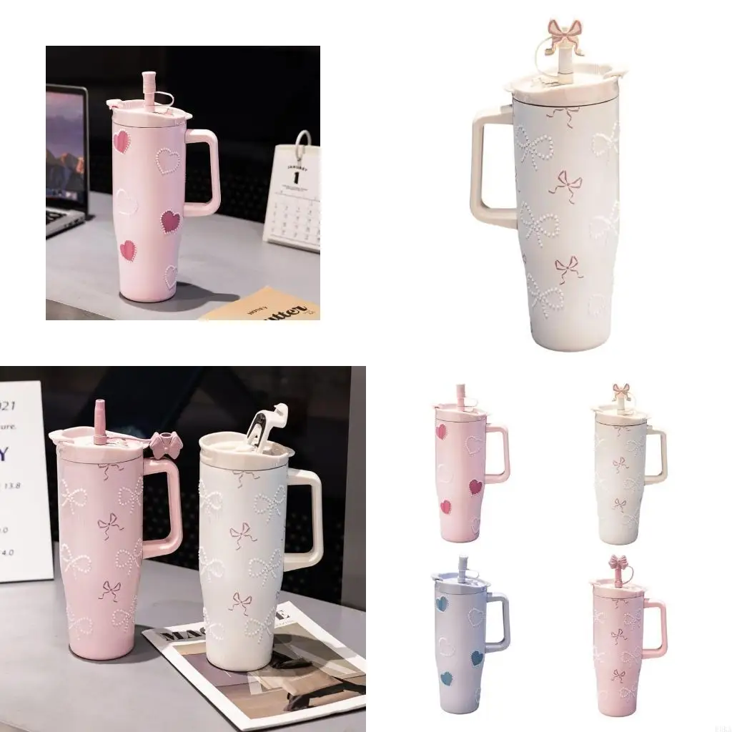 

Modern 1200ml Stainless Steel Water Bottle with Wide Handle and Hygienic Straw Cover Drink Container for Any Day