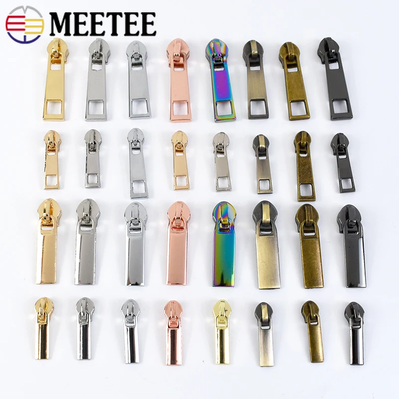 5/10/20Pcs Meetee 3# 5# Zipper Slider Puller for Nylon Zips Bag Jacket Zippers Pull Luggage Clothes Zip Head Repair Accessories