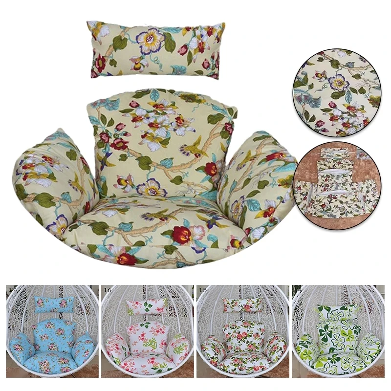 

Solid Color/floral/stripe Hanging Swing Egg Chair Cushion Cover+ Outdoor Pillow Case Garden Lounger Cushion Cover with Cotton