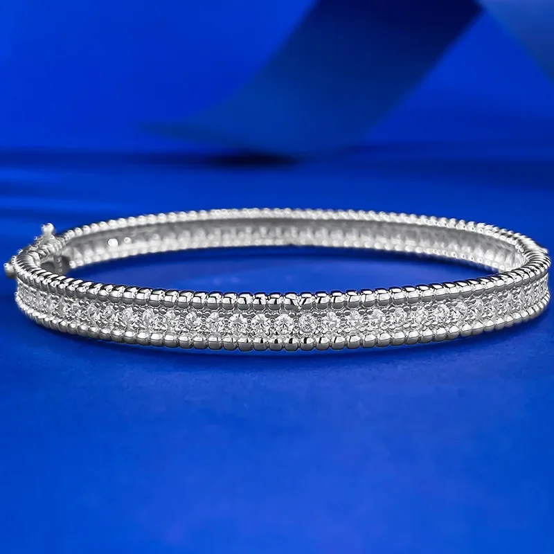 

Charm Moissanite Diamond Bangle 100% Real 925 Sterling Silver Party Engagement Bracelets Bangles for Women Men Wedding Jewelry