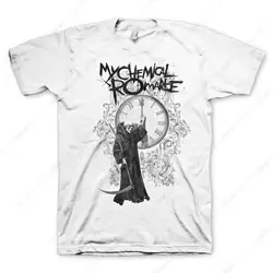 My Chemical Romance Fire Time Mens White Short Sleeve T Shirt Rock Music Vintage Style Graphic Tees