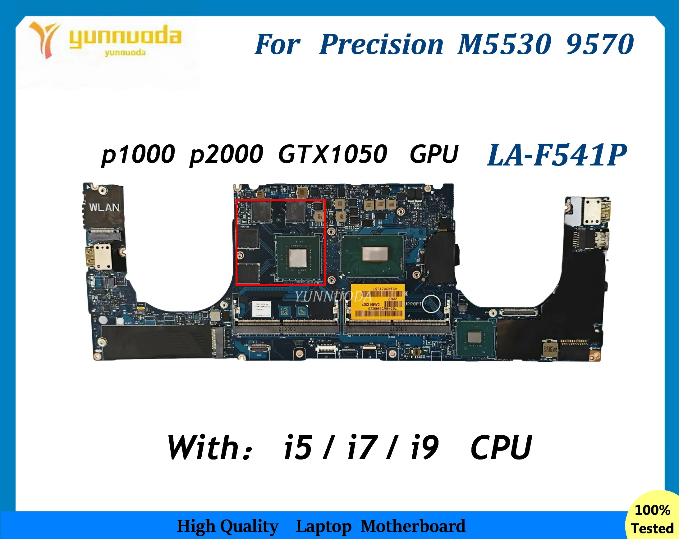 LA-F541P Płyta główna do laptopa Dell Precision M5530 9570 z procesorem i5 i7 i9 8. generacji, kartą graficzną P1000 P2000 GTX1050, 100% przetestowana