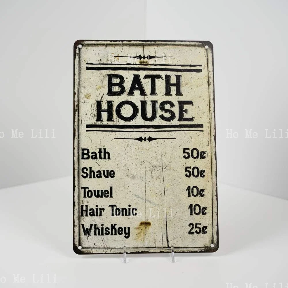 Chico Creek Signs Bath House Price List Sign Vintage Decor Shower Shave House Farmhouse Rustic Bathroom Decorations Wall Art